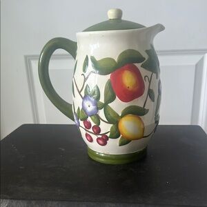 Floral Ceramic Pitcher with Lid